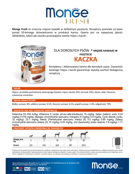 MONGE FRESH ADULT DUCK 400g