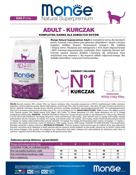 CAT ADULT KURCZAK 1,5KG