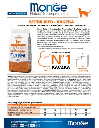 CAT STERILISED KACZKA 1,5kg