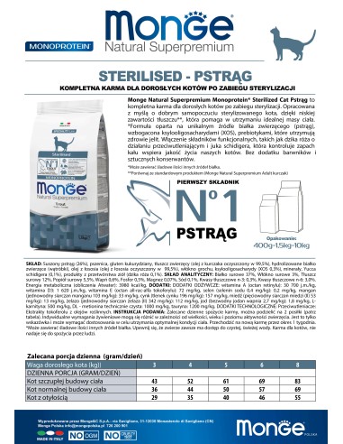 OUTLET CAT STERLISED TROUT 1,5 kg