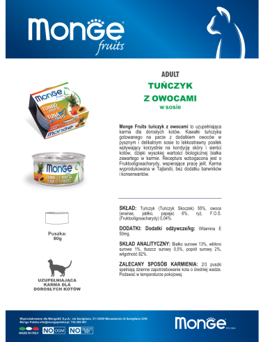 MONGE FRUIT TUNA MIT FRUCHT 80G