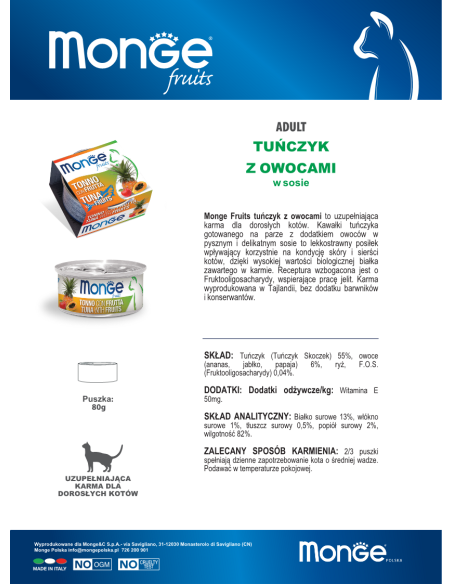 MONGE FRUIT TUNA WITH FRUIT 80G