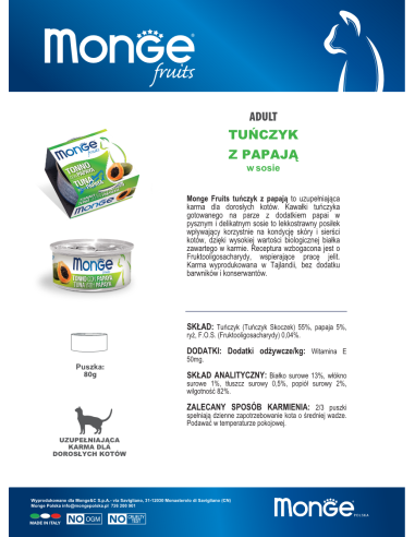 MONGE FRUIT TUNA WITH PAPAYA 80G