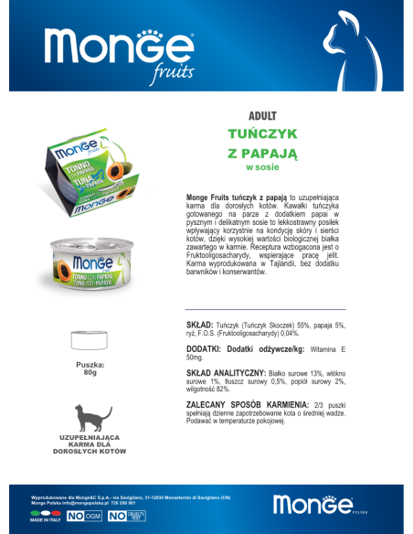 MONGE FRUIT TUNA WITH PAPAYA 80G