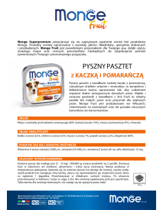 MONGE DOG FRUIT PASZTET Z  KACZKĄ I POMARAŃCZĄ 100g 2