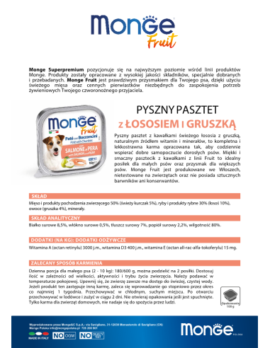 MONGE DOG OBSTPASTETE MIT LACHS UND BIRNE 100g