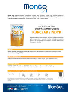 MONGE GRILL-MIĘSNE KAWAŁKI Z KURCZAKIEM I INDYKIEM 100g 2