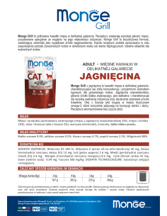 MONGE GRILL Cat Adult Jagnięcina 85g 2