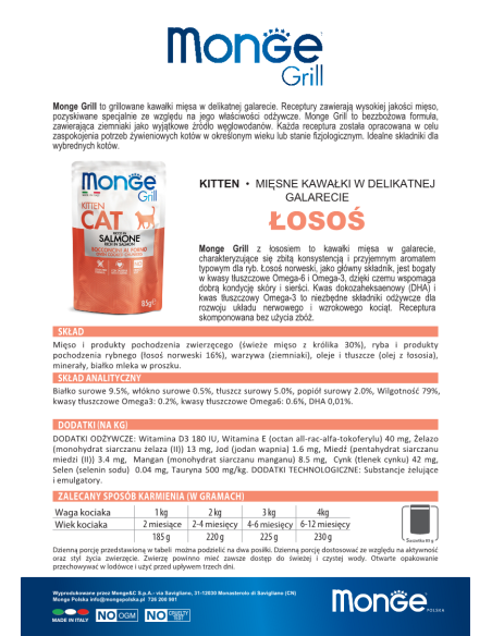 MONGE GRILL Cat Kitten Lachs 85g