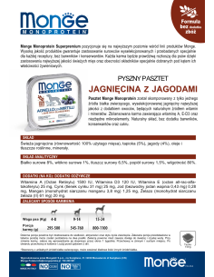 MONGE DOG FRUIT JAGNIĘCINA Z BORÓWKĄ 150g 2