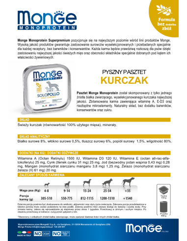 MONGE DOG SOLO HUHN 150g