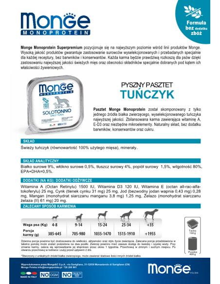 MONGE DOG SOLO TUŃCZYK 150g