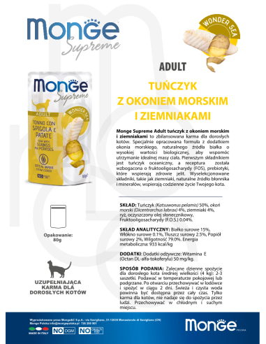 Monge Supreme saszetka Adult Tuńczyk z okoniem...