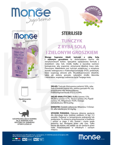 Monge Supreme pouch Sterilised Tuna with sole...