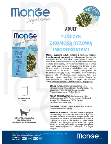 Monge Supreme pouch Adult Tuna with quinoa and...