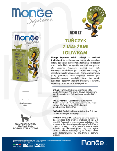 Monge Supreme sachet Adult Thunfisch mit...