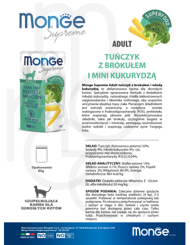 Monge Supreme szaszetka Adult Tuńczyk z...