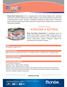 MONGE DOG NATURAL CHICKEN WITH HAM 95g 2