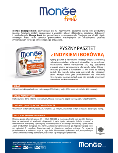 OUTLET MONGE DOG FRUIT PATE WITH TURKEY AND BLUEBERRY 100g 2