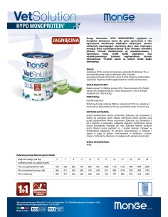 OUTLET MONGE VETSOLUTION DOG- HYPO MONOPROTEIN JAGNIĘCINA... 2