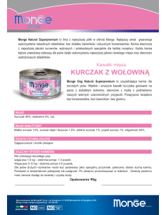 OUTLET MONGE DOG NATURAL KURCZAK Z WOŁOWINĄ 95g 2