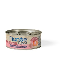 MONGE NATURAL TUŃCZYK Z KURCZAKIEM I KREWETKAMI w sosie 80G