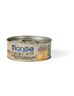 MONGE NATURAL TUŃCZYK Z KURCZAKIEM I KUKURYDZĄ w sosie 80G