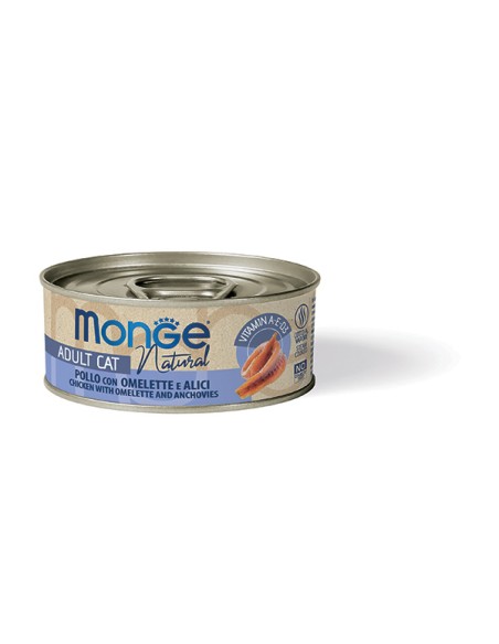 MONGE NATURAL HUHN MIT OMELETT UND SARDINEN in Sauce 80 G
