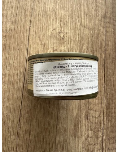 OUTLET MONGE NATURAL ATLANTIC TUNA 80G