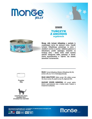 OUTLET MONGE SENIOR Thunfisch mit Sprotten 80g
