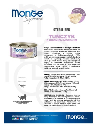 OUTLET Monge Supreme puszka Sterilised Tuńczyk...