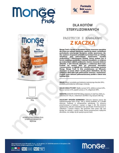 MONGE FRESH MIT ENTE 85g für kastrierte Katzen