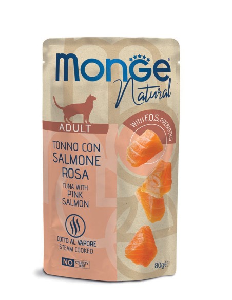 MONGE NATURAL TUŃCZYK Z ŁOSOSIEM W GALARECIE 80G saszetka