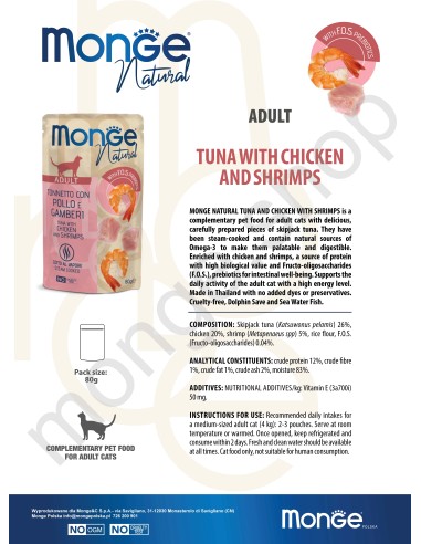 MONGE NATURAL TUNA WITH CHICKEN AND PRAWNS IN...