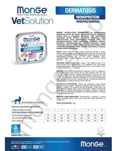 MONGE VETSOLUTION CAT- DERMATOSIS 100G