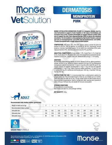 MONGE VETSOLUTION CAT- DERMATOSIS 100G