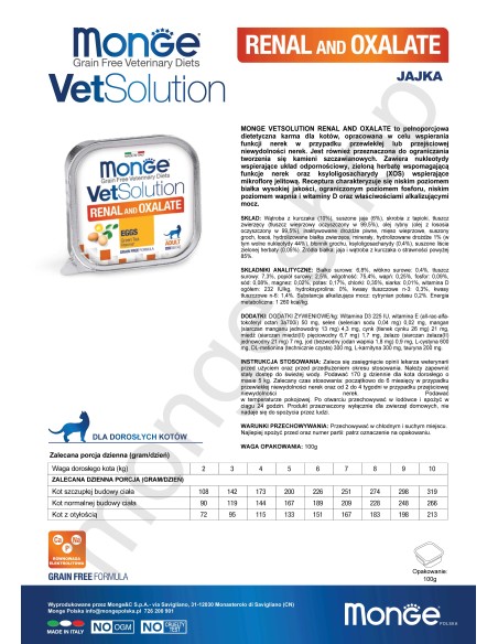 MONGE VETSOLUTION KATERAL UND OXALAT 100g