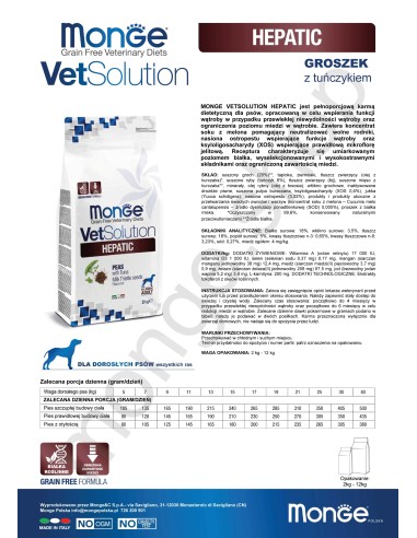 OUTLET VETSOLUTION DOG-HEPATIC 12KG