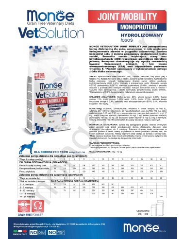 MONGE VETSOL DOG - GEMEINSAME MOBILITÄT 2KG
