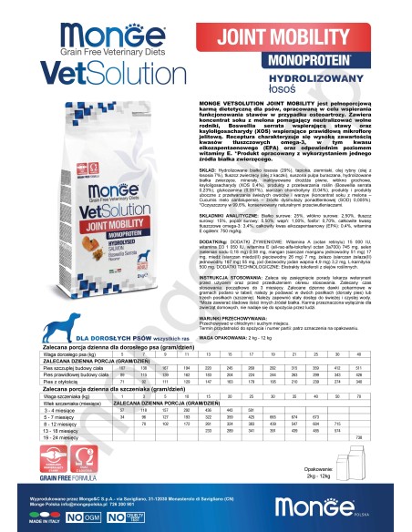 MONGE VETSOL DOG - GEMEINSAME MOBILITÄT 2KG