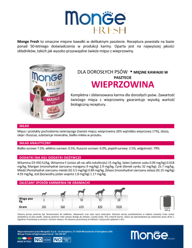 OUTLET MONGE FRESH ADULT WIEPRZOWINA 400g