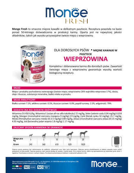 OUTLET MONGE FRESH ADULT WIEPRZOWINA 400g