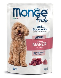 MONGE FRESH PÂTÉ WITH BEEF 85 g FOR ADULT DOGS