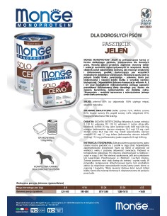 MONGE DOG SOLO JELEŃ 400g 2