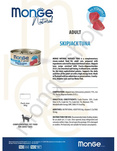 MONGE NATURAL ATLANTIC TUNA 80G