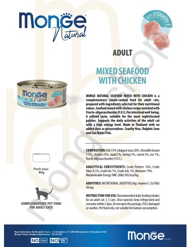 MONGE NATURAL MEERESFRÜCHTE MIT HUHN in Sauce 80G