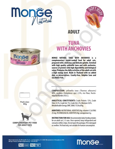 MONGE NATURAL TUŃCZYK Z ANCHOIS (SARDELĄ) w...