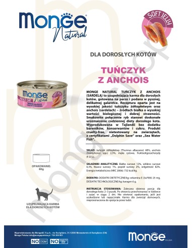 MONGE NATURAL TUŃCZYK Z ANCHOIS (SARDELĄ) w...