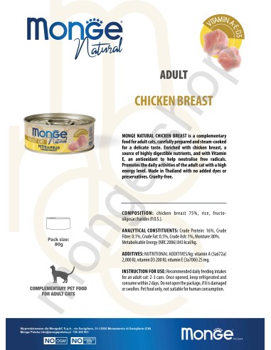 MONGE NATURAL CHICKEN BREAST in Sauce 80G