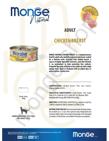 MONGE NATURAL HÜHNERBRUST in Sauce 80G